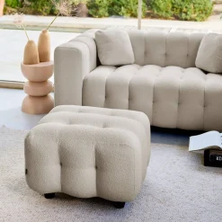 Pouf, banquinho boucle texturada para sofá 2 lugares