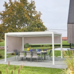 Pérgola bioclimática, alumínio e aço, 3x4m com estore 3m + estore 4m
