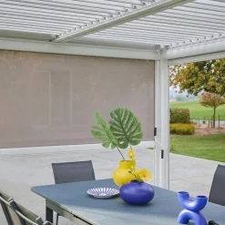 Pérgola bioclimática, alumínio e aço, 3x4m com estore 3m + estore 4m