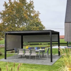 Pérgola bioclimática, alumínio e aço, 3x4m com estore 3m + estore 4m