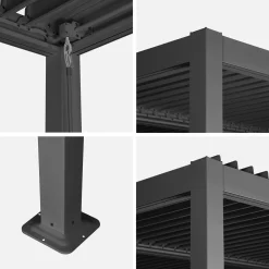 Pérgola bioclimática de alumínio e aço com lâminas ajustáveis 3,6x3,6m