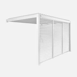 Pérgola bioclimática de alumínio encostada 3x4m + 3 persianas 1.3m