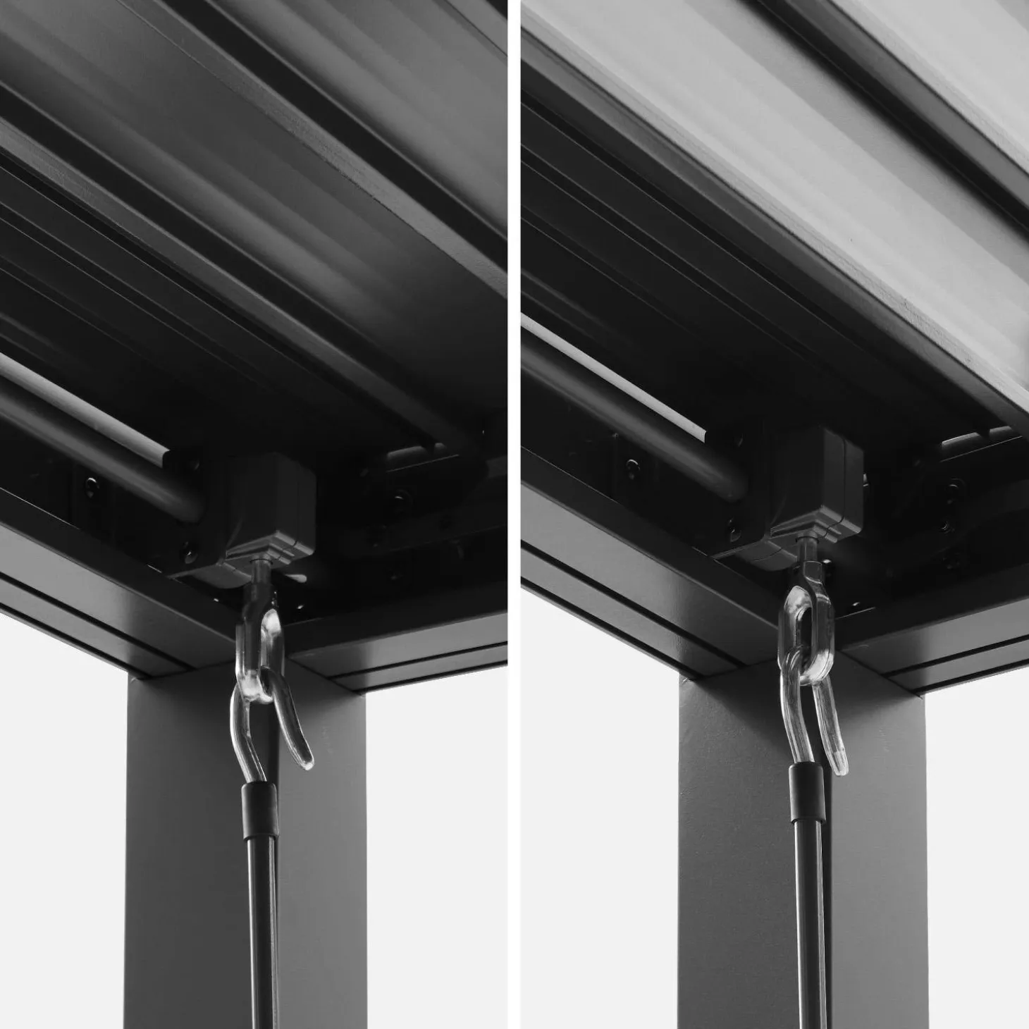 Pérgola bioclimática de alumínio e aço 3x4m + 3 persianas de 1m com lâminas orientáveis