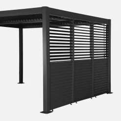 Pérgola bioclimática de alumínio e aço 3x4m + 3 persianas de 1m com lâminas orientáveis