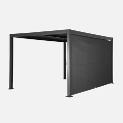 Pérgola bioclimática de alumínio e aço 3x4m + estore 4m