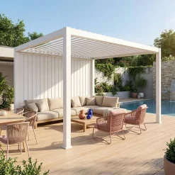 Pérgola bioclimática de alumínio 3x4m + painel vertical 4m Triomphe