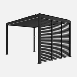 Pérgola bioclimática em alumínio 3x4m + 3 persianas de 100cm