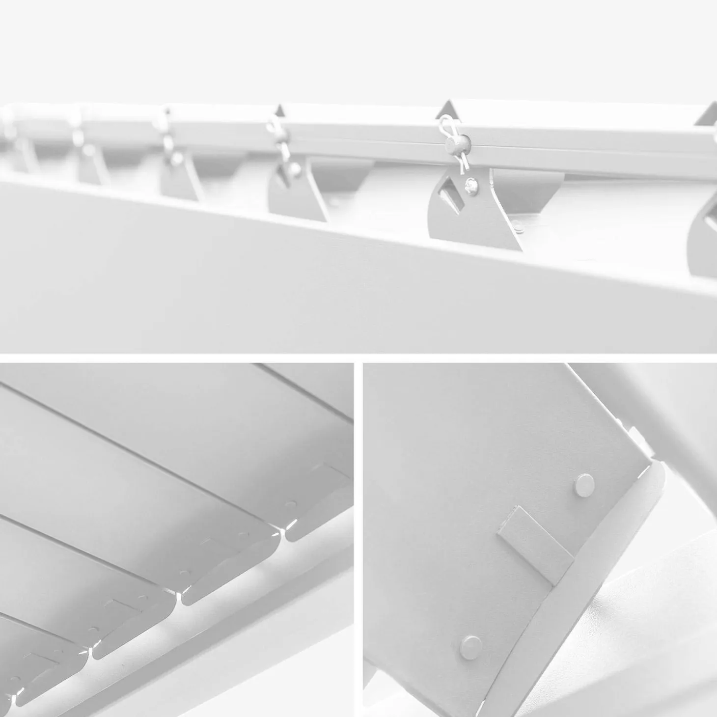 Pérgola bioclimática em alumínio 3x3m com lâminas ajustáveis + 3 persianas