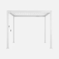 Pérgola bioclimática em alumínio 3x3m com lâminas ajustáveis + 3 persianas