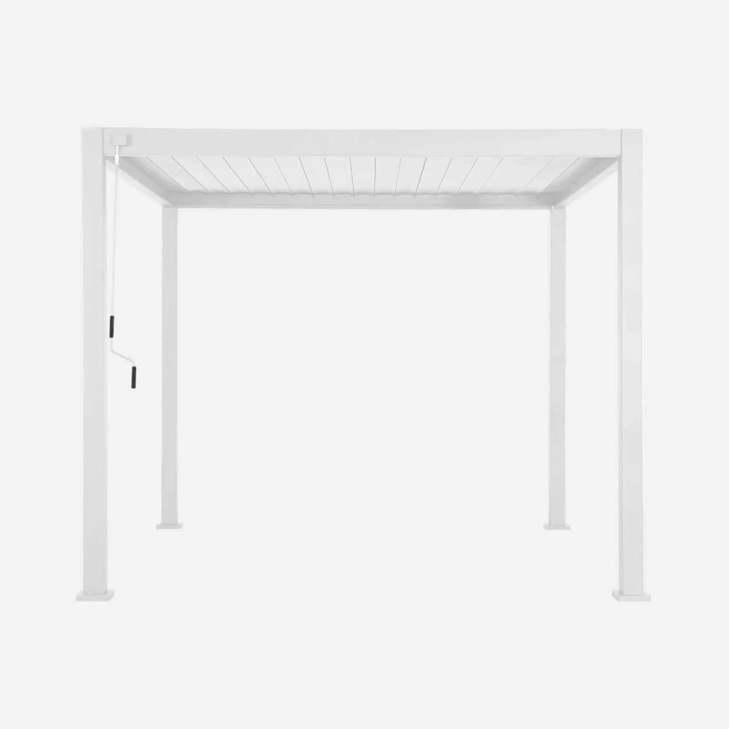 Pérgola bioclimática em alumínio 3x3m com lâminas ajustáveis + 3 persianas