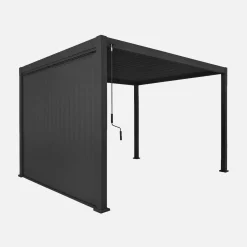 Pérgola bioclimática em alumínio 3x4m + persiana vertical 3m