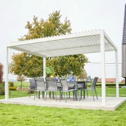 Pérgola bioclimática em alumínio e aço 3x4m com lâminas ajustáveis