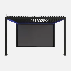Pérgola bioclimática em alumínio 3x4m com iluminação LED + estore 4m