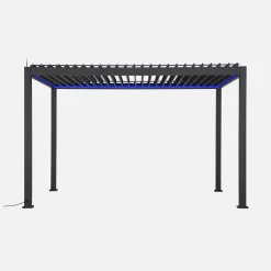 Pérgola bioclimática em alumínio 3x4m com iluminação LED + estore 3m
