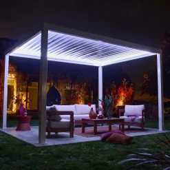 Pérgola bioclimática em alumínio 3x4m com iluminação LED