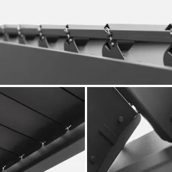 Pérgola bioclimática em alumínio 3x4m + 3 persianas horizontais 1m
