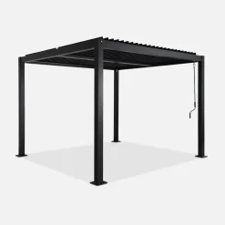 Pérgola bioclimática em alumínio e aço 3x3m com lâminas ajustáveis