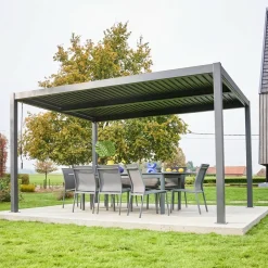 Pérgola bioclimática em alumínio e aço 3x4m com lâminas ajustáveis