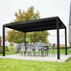 Pérgola bioclimática em alumínio e aço 3x4m com lâminas ajustáveis