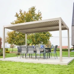 Pérgola bioclimática em alumínio e aço 3x4m com lâminas ajustáveis