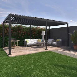 Pérgola bioclimática em alumínio 3x6m com lâminas ajustáveis