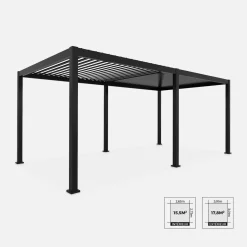 Pérgola bioclimática em alumínio 3x6m com lâminas ajustáveis