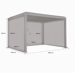 Pérgola bioclimática em alumínio 3x4m com 2 estores de 3m + 1 estore de 4m