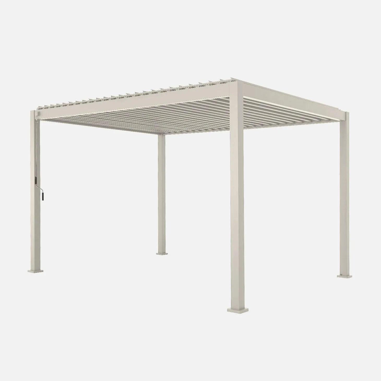 Pérgola bioclimática em alumínio 3x4m com 2 estores de 3m + 1 estore de 4m