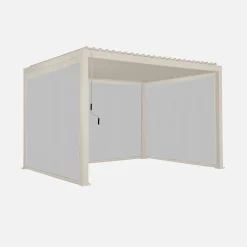 Pérgola bioclimática em alumínio 3x4m com 2 estores de 3m + 1 estore de 4m