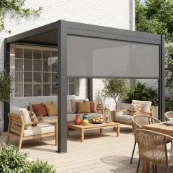 Pérgola bioclimática em alumínio 3x4m + estore de 3m
