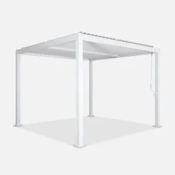 Pérgola bioclimática em alumínio e aço 3x3m com lâminas ajustáveis