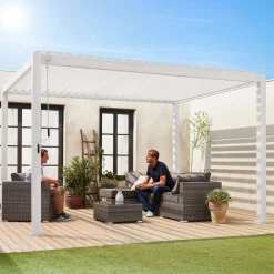 Pérgola bioclimática em alumínio 3x4m com lâminas ajustáveis