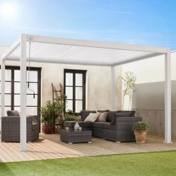 Pérgola bioclimática em alumínio 3x4m com lâminas ajustáveis