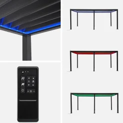 Pérgola bioclimática em alumínio 3x6m com iluminação LED