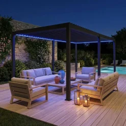 Pérgola bioclimática em alumínio 3x6m com iluminação LED
