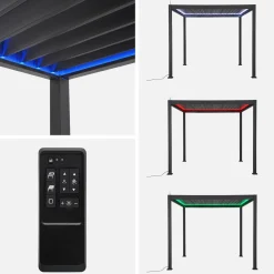 Pérgola bioclimática em alumínio 3x3m com iluminação LED