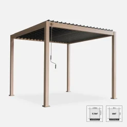 Pérgola bioclimática em alumínio 3x3m com lâminas ajustáveis