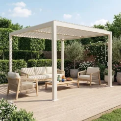 Pérgola bioclimática em alumínio e aço 3x3m com lâminas ajustáveis