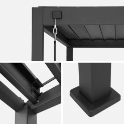Pérgola bioclimática em alumínio 3x4 + 3 persianas de 1.3m