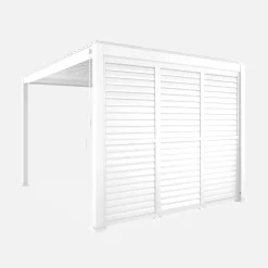 Pérgola bioclimática em alumínio 3x4m + 3 persianas horizontais 1m
