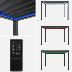 Pérgola bioclimática em alumínio 3x4m com iluminação LED