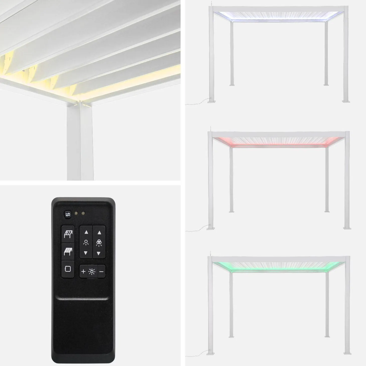 Pérgola bioclimática em alumínio 3x4m com iluminação LED + estore 3m