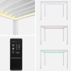Pérgola bioclimática em alumínio 3x4m com iluminação LED + estore 4m
