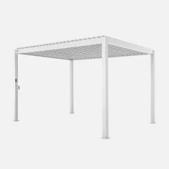 Pérgola bioclimática em alumínio 3x4m com 2 estores de 3m + 1 estore de 4m