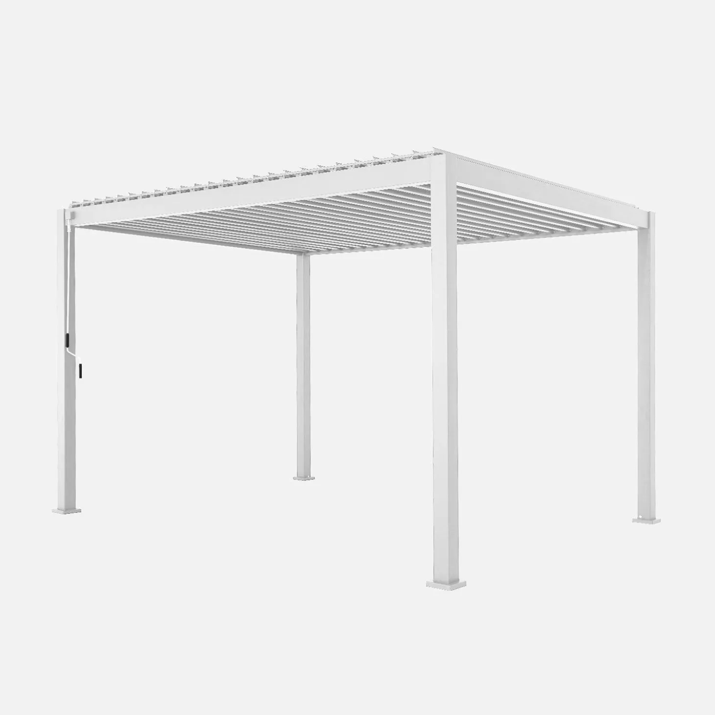 Pérgola bioclimática em alumínio 3x4m com 2 estores de 3m + 1 estore de 4m