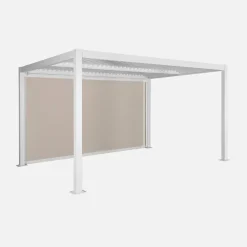 Pérgola bioclimática em alumínio e aço 3x4m + estore 4m