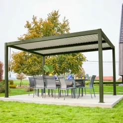 Pérgola bioclimática em alumínio e aço 3x4m com lâminas ajustáveis
