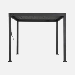 Pérgola bioclimática em alumínio 3x3m com lâminas ajustáveis + 3 persianas