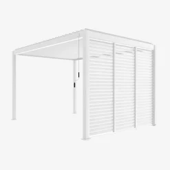 Pérgola bioclimática em alumínio 3x4m + 3 persianas de 100cm