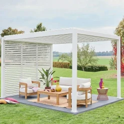 Pérgola bioclimática em alumínio 3x4m + 3 persianas de 100cm